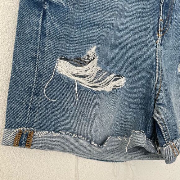 Zara Woman's The 90’s Bermuda Distressed High Waisted Denim Jean Shorts Size‎ 2 - Picture 9 of 12